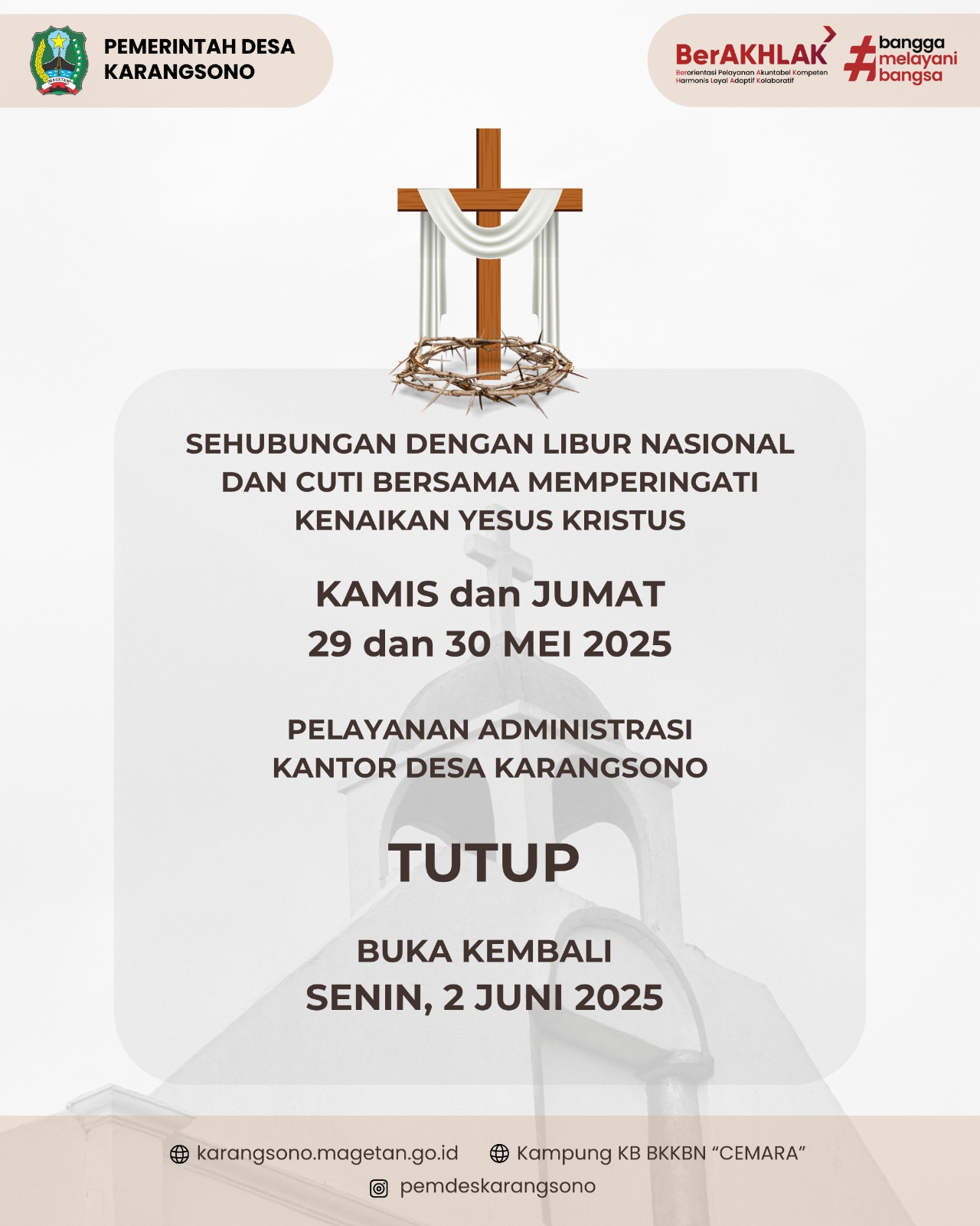 MAAF NJIH PELAYANAN LIBUR 4 HARI, MET LONG WEEKENDD........
